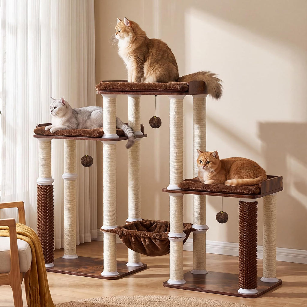 Modern Cat Tree, Cat Tower for Indoor Cats, Wooden Cat Tree