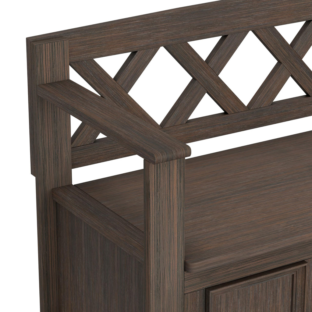 Amherst 48" Wide Solid Wood Storage Bench in Farmhouse Brown