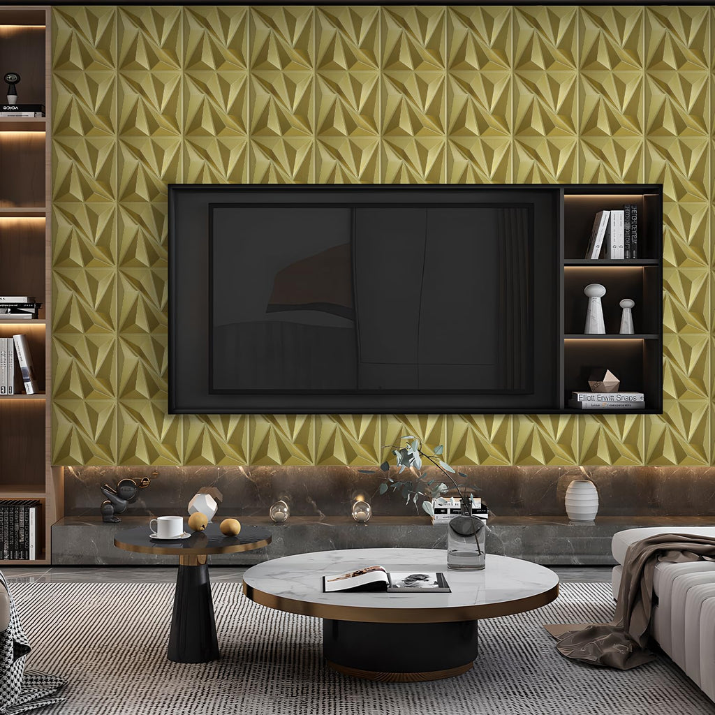3D Wall Panels Diamond, Champaign Gold, 12''x12'', 33 Pack