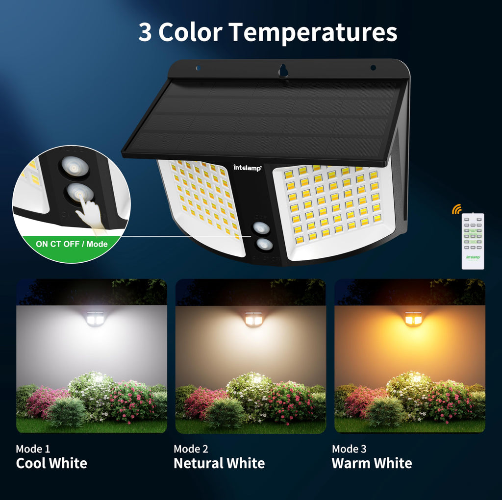 Solar Motion Sensor Light Outdoor Security Flood Light Waterproof
