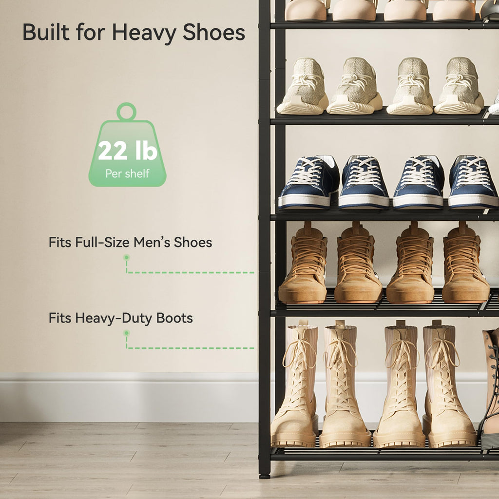 Shoe Rack for Closet, Metal Shoe Organizer, 8 Tier Garage Shoe Rack Max Holds 40 Pairs, Shoe Storage shelf, Entryway