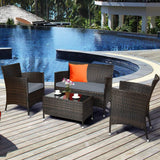 4-Piece Rattan Patio Set, Outdoor/Indoor Wicker Conversation Set for Pool, Backyard, Lawn