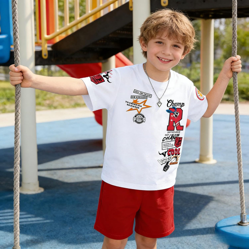 Boys Summer Clothes Short Sleeve Top and Shorts Piece Kids Outfits Boys Sets