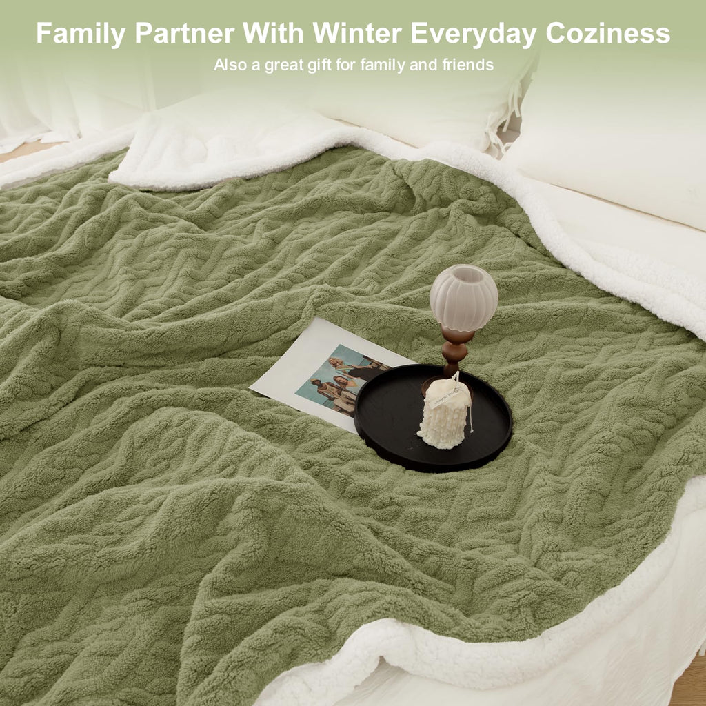 Heated Blanket 72"X84" Green, Thick Sherpa for Winter