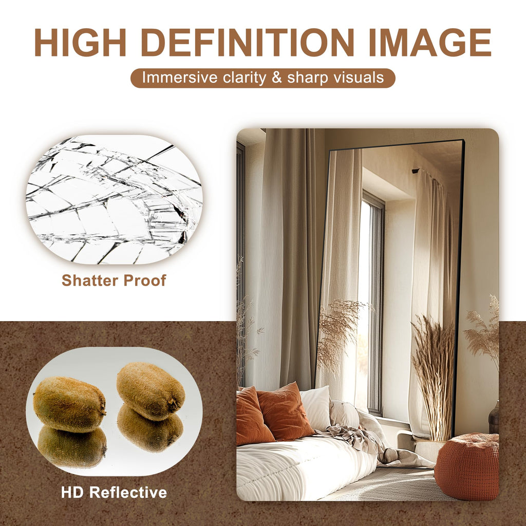 Full Length Mirror with Stand, 75x35 Black Floor Mirror