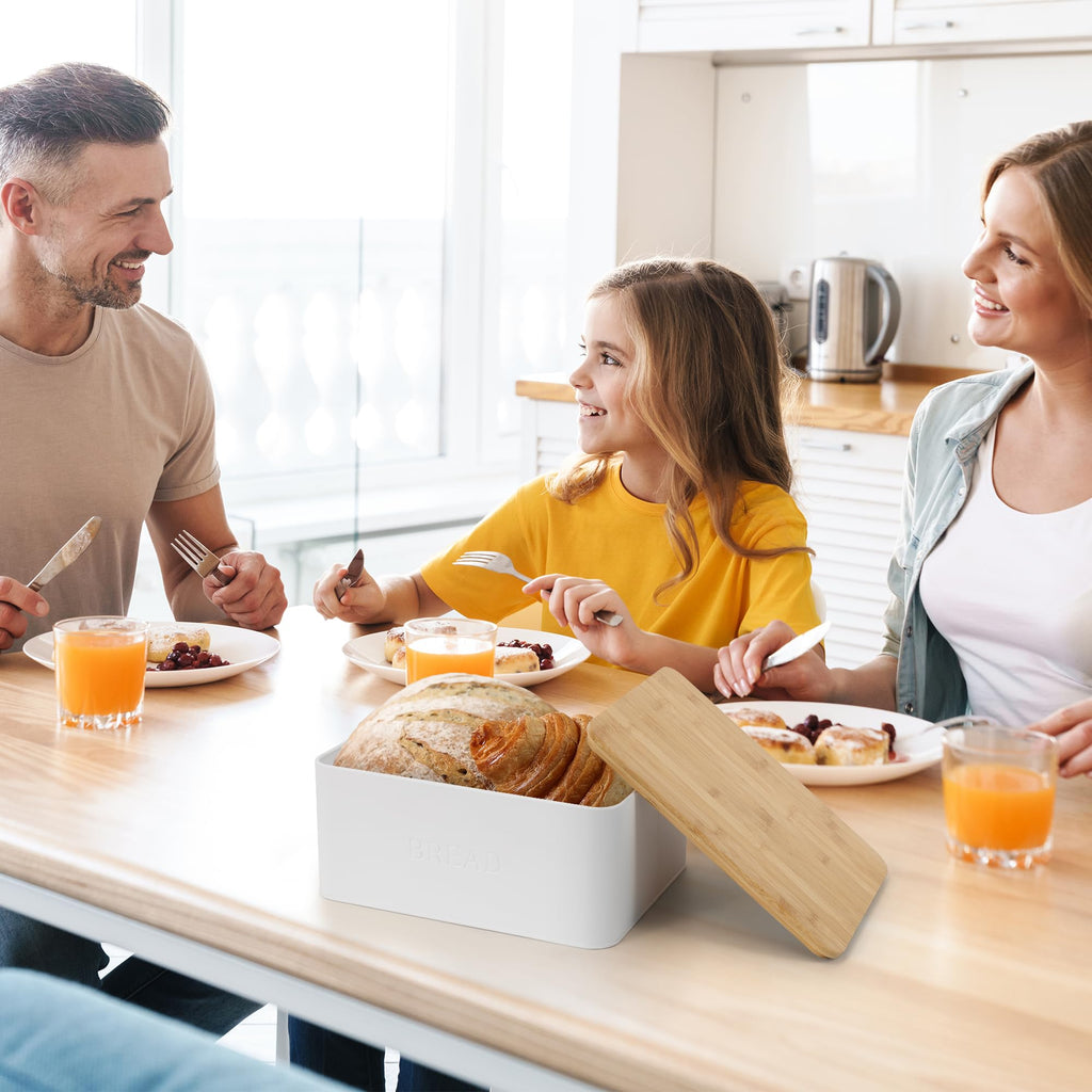 Bread Box - Beautiful With Wooden Lid For Your Kitchen Countertop