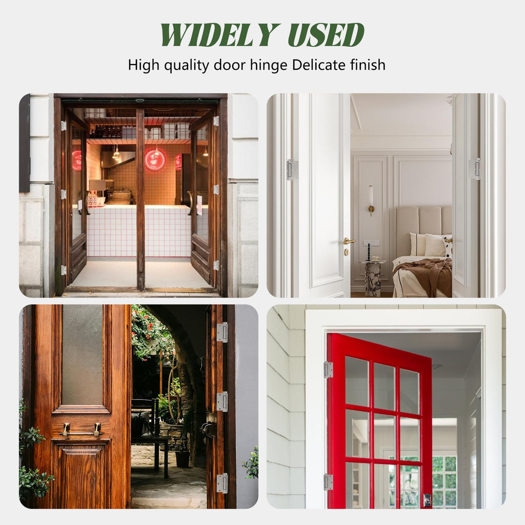 3 Pack Self Closing Door Hinges 3.5 inch Satin Nickel Door Hinges Spring Loaded Auto Close Hinges Square Corners