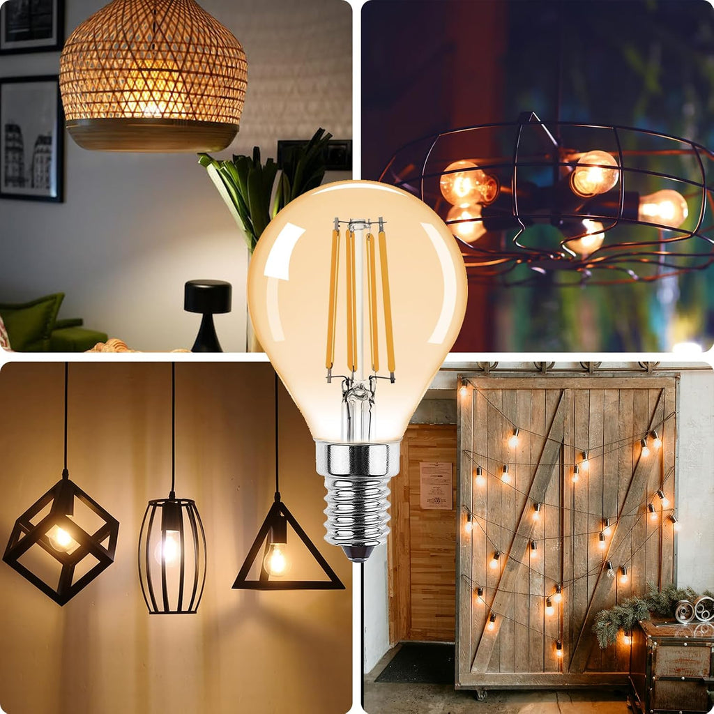 G45 E12 Vintage LED Small Edison Bulb 120V 4W (30 Watt Equivalent),Antique Globe Filament Decorative Light Bulbs Warm