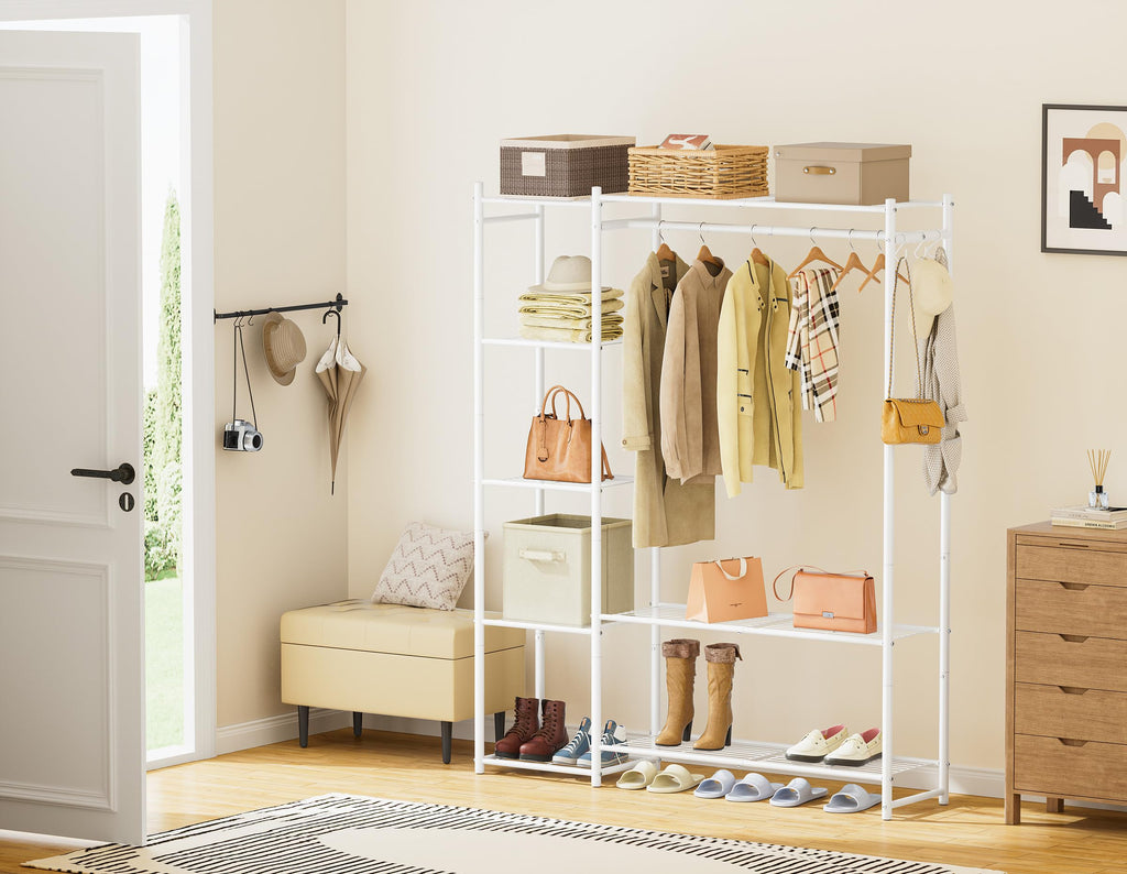 Wardrobe Closet, Portable Clothes Rack with 4 Tiers Shelves