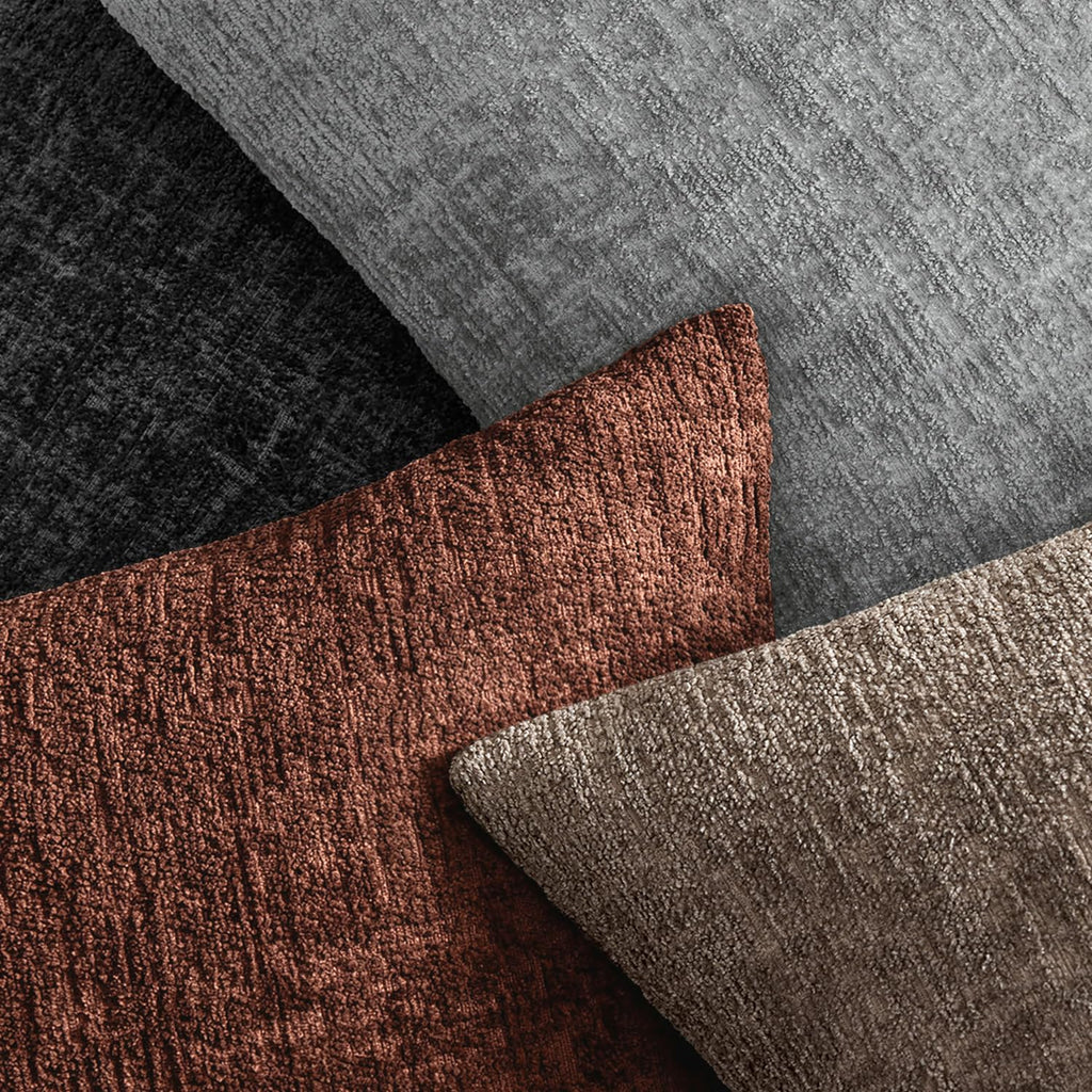Fall Couch Pillow Covers Textured Chenille 12x20 Taupe