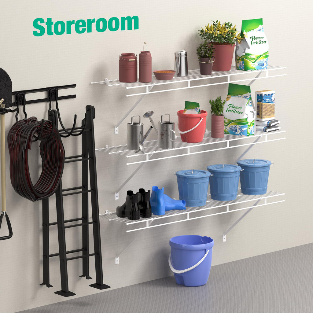 4 Pack Closet Shelves Wall Mounted, 4 ft x 12 in Wire Shelf Kit