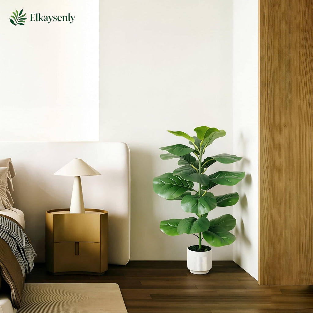 30" Fake Plants Fiddle Leaf Fig Tree,Faux Plants Indoor&Outdoor, Plants Artificial Decor Decoration - Set of 2