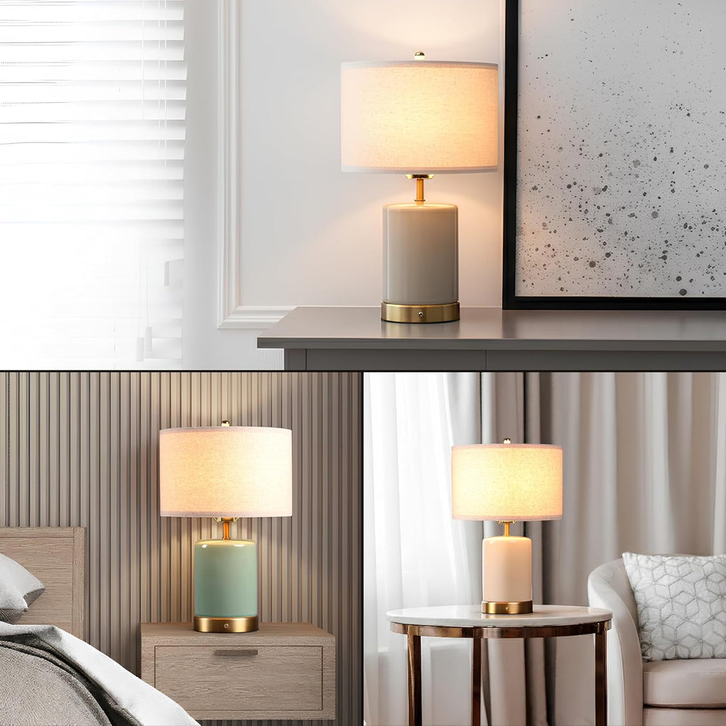 O’Bright Dune - Battery Powered Table Lamp, Rechargeable Cordless Ceramic Lamp, Full-Size 19.5 Inch Height, Dimmable