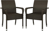 Set of 2 Stackable Outdoor Rattan Dining Chairs, All-Weather Armchair w/Armrests, Steel Frame for Garden, Patio, Deck