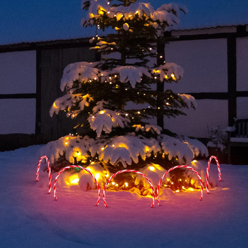 17''160 LED (10x16LED) Twinkle Arch Lawn Stake Light, Set of 10 Candy Cane Arch Outdoor Christmas Pathway Markers