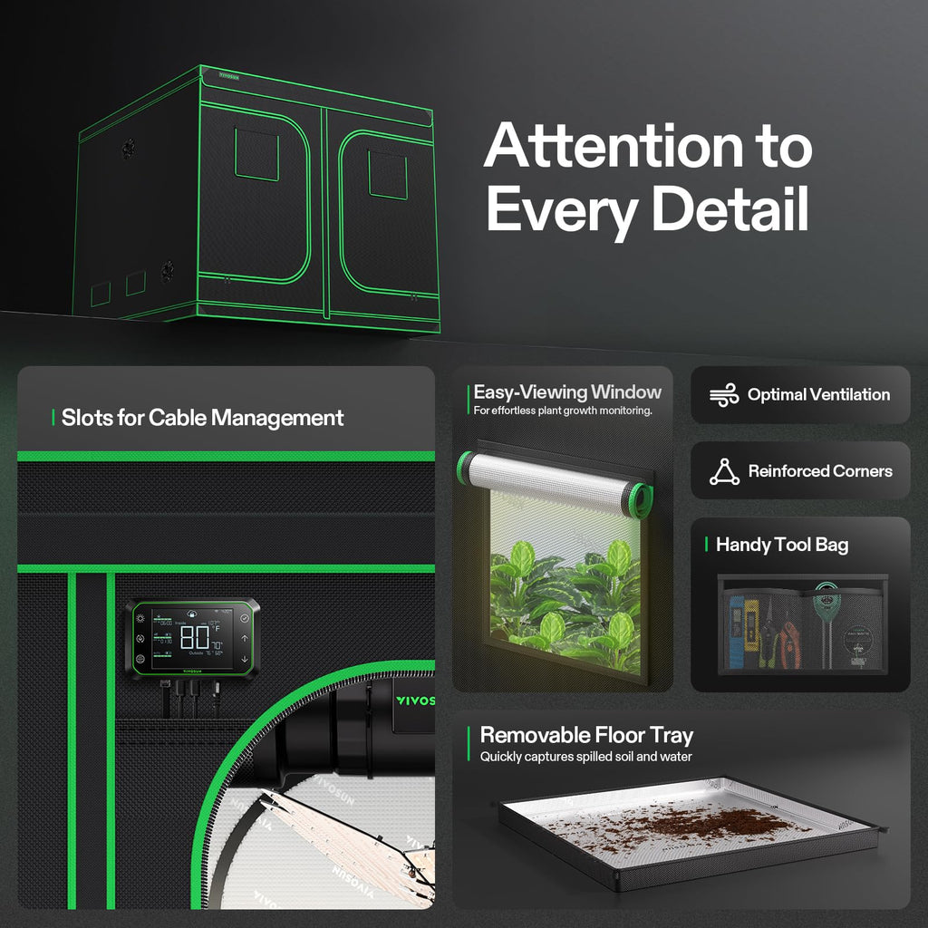 8x8 Large Grow Tent 96"x96"x80" Mylar Growing Tents