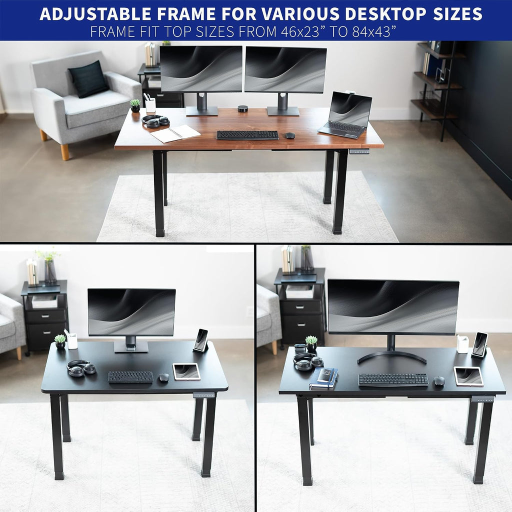 Black 4-Leg Dual Motor Standing Desk Frame, DESK-E4B | Electric, For Table Tops up to 84 x 43 inches and 220 lbs