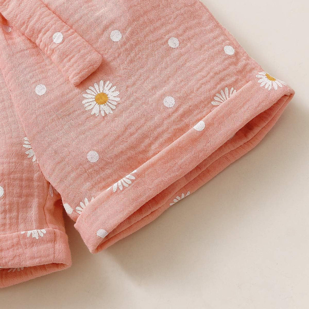 Toddler Baby Girl Summer Clothes Daisy Floral Print Halter Ruffle Tank Tops Shorts Outfits set