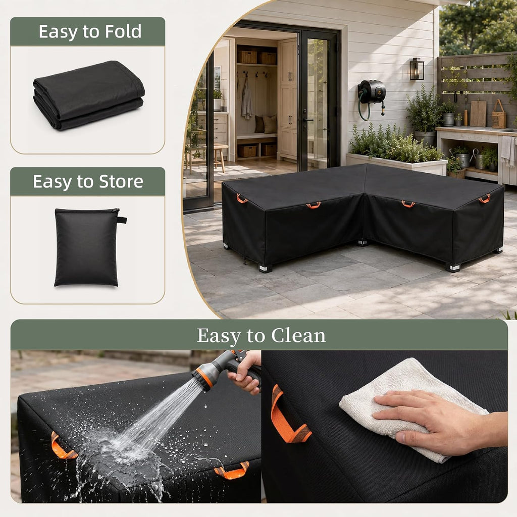 Outdoor Patio Sectional Sofa Cover Waterproof 600D,85"x 85" V-Shaped | Patio Furniture Covers Waterproof&Heavy Duty