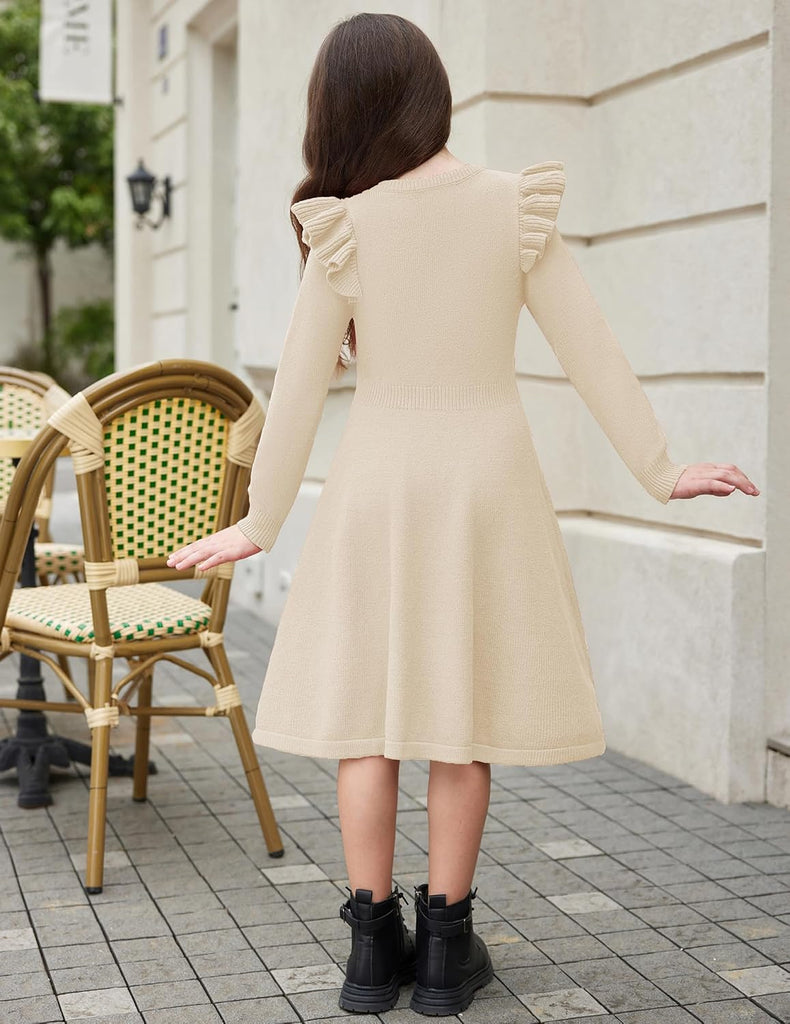Girls Sweater Dress Fall Winter Long Sleeve Cable Knit Dresses