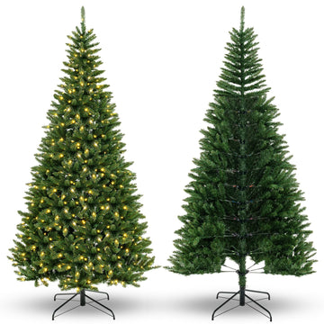 8 FT Pre-Lit Corner Christmas Tree w/ 360 Warm White LED Lights