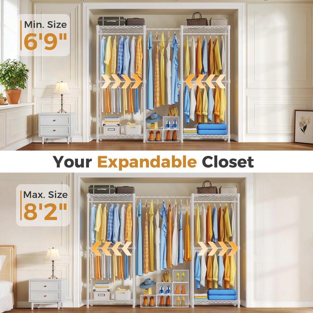 M3 Expandable Clothing Rack, Heavy Duty Clothes Rack, White