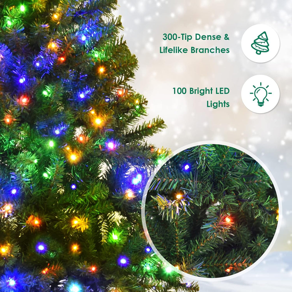4 FT Pre-lit Christmas Tree, Artificial Holiday Xmas Tree