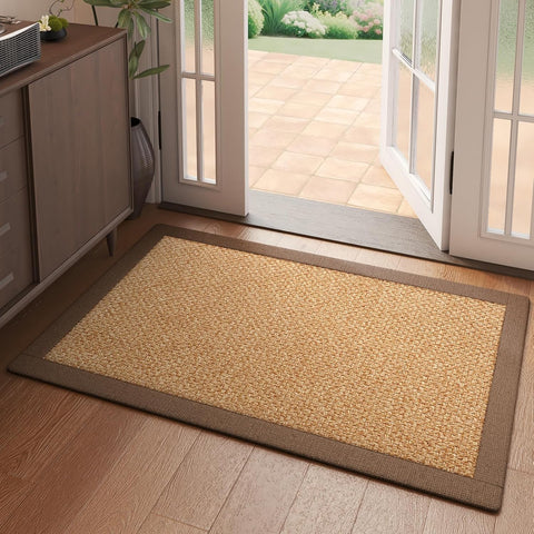Front Door Mat 2'x3', Jute Like Non-Slip Indoor Mat Entrance, Woven Washable Doormat for Front Indoo