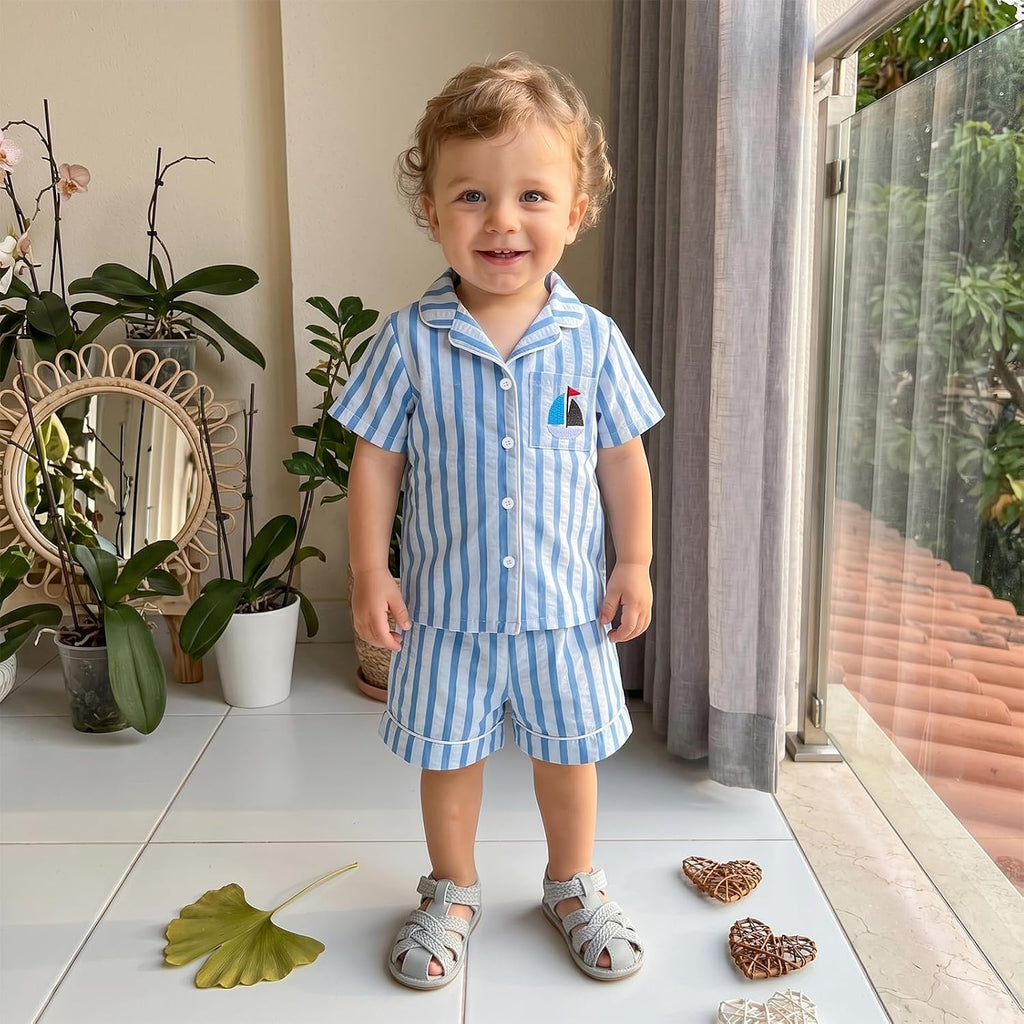 Kids Toddler Boy Pajamas Summer Shirt Top and Shorts Set