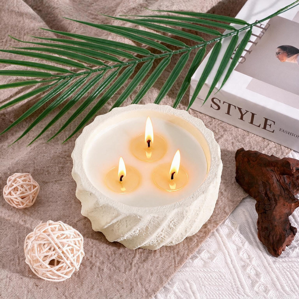Large 20oz Fall Scented Candle - Creamy Vanilla, 3 Wick Non Toxic Soy Candles for Women, Matte Ivory White Ceramic
