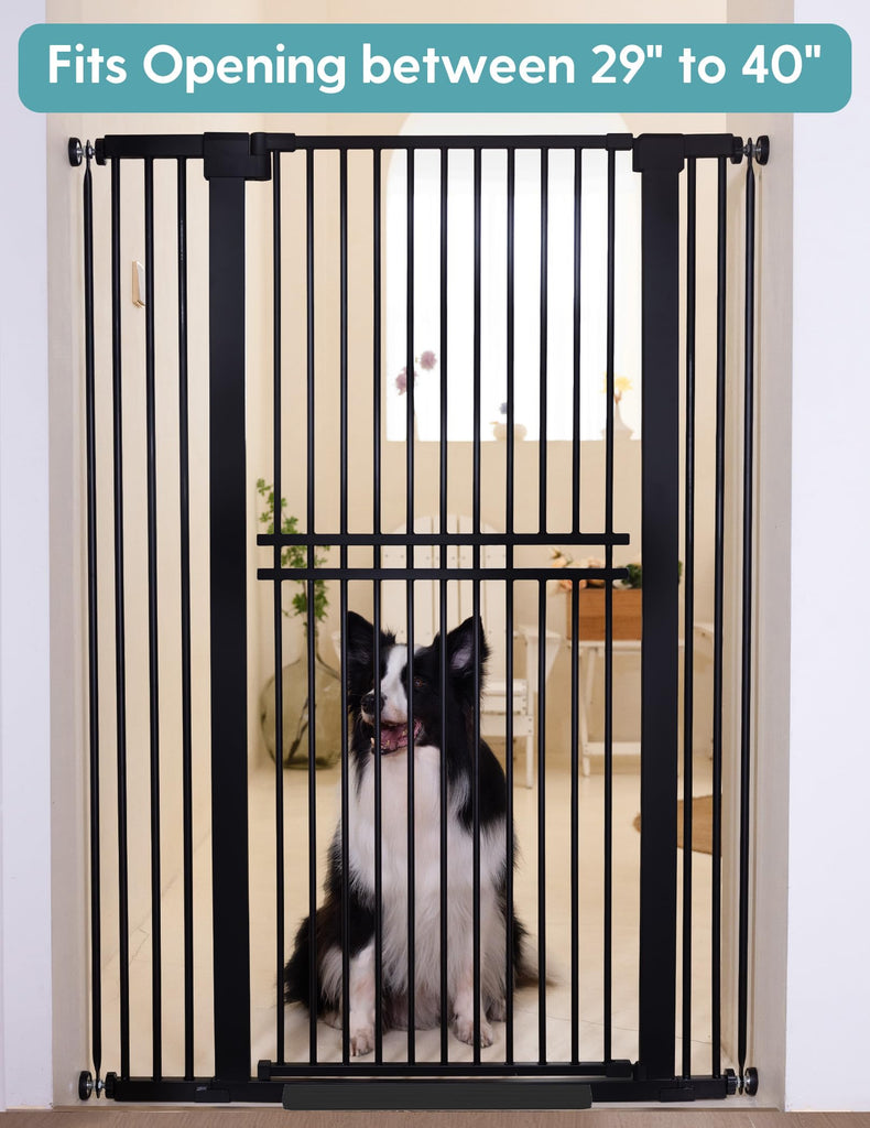 55" Extra Tall Pet Gate, 29"-40" Wide Tall Dog Gate, Black