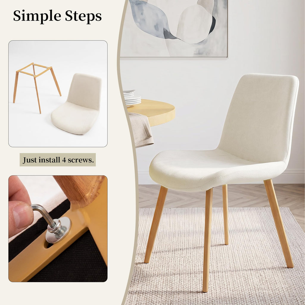 Dining Chairs Set of 4, Mid-Century Modern Fabric Kitchen Chairs