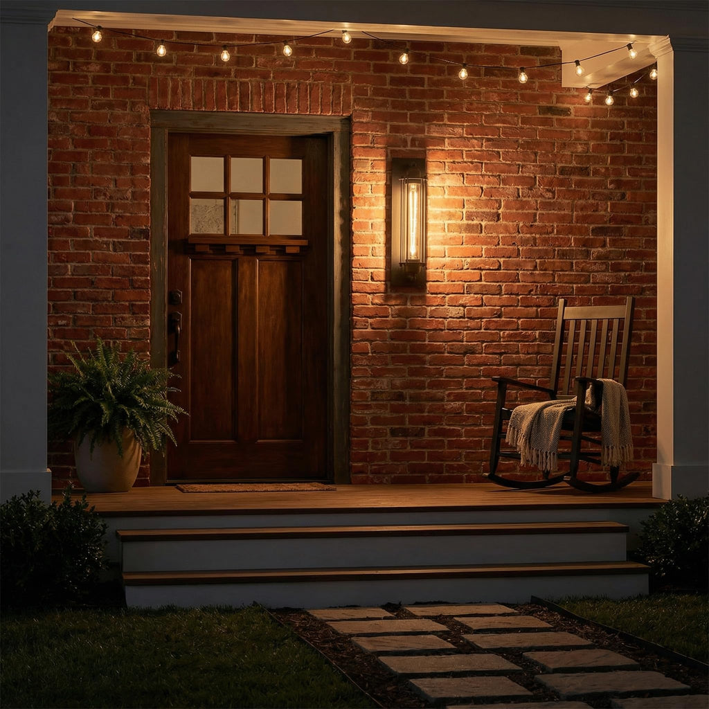 18-Inch Industrial Outdoor Wall Light Sconce, Matte Black