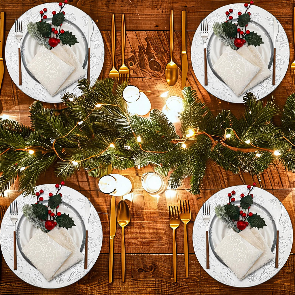 6 Pack Christmas Charger Plates 13" Plastic Charger Plate with Beaded