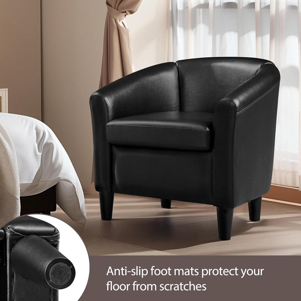 Faux Leather Club Chair, Modern Accent Chair, Black