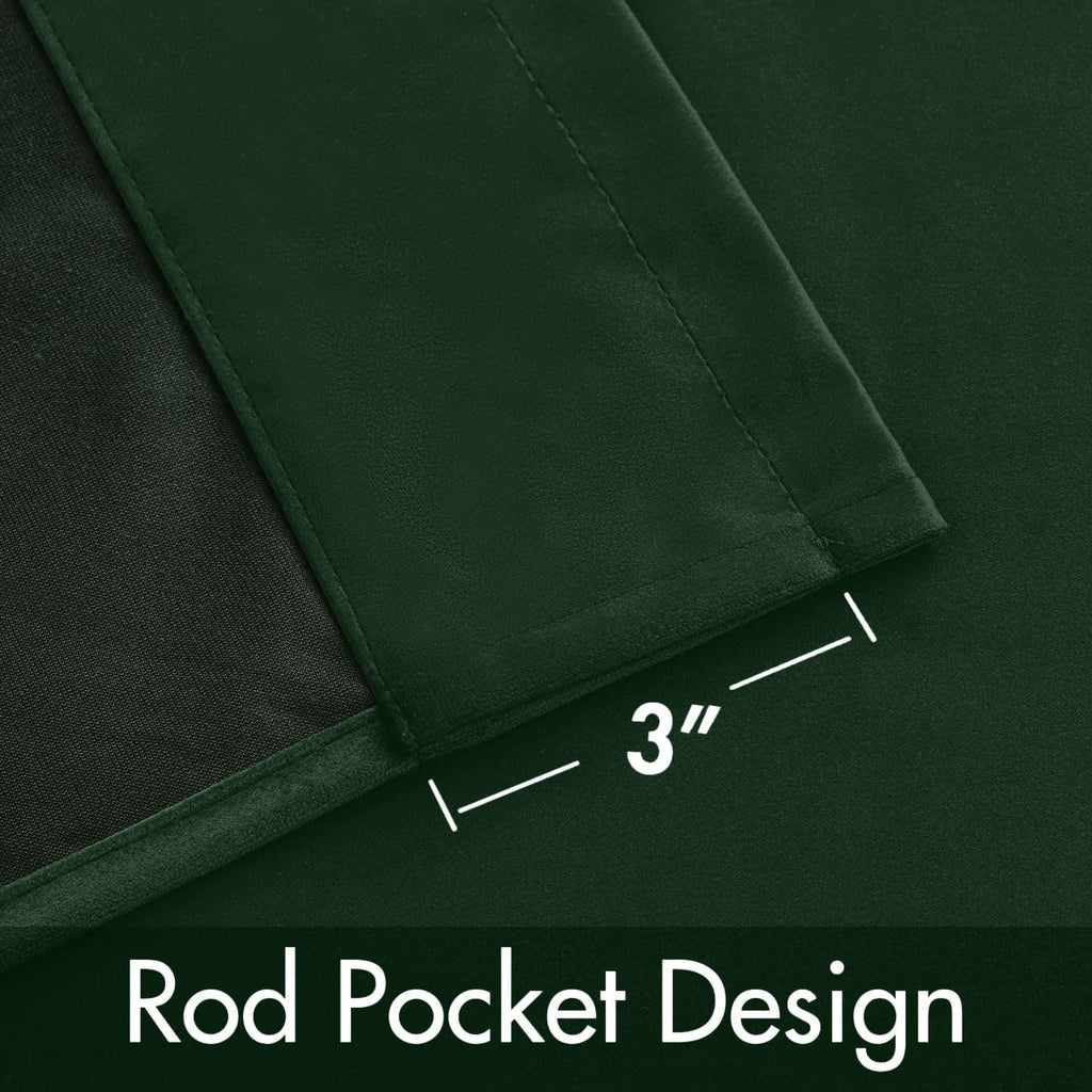 Christmas Hunter Green Velvet Blackout Curtains W40 x L84, 2 Panels