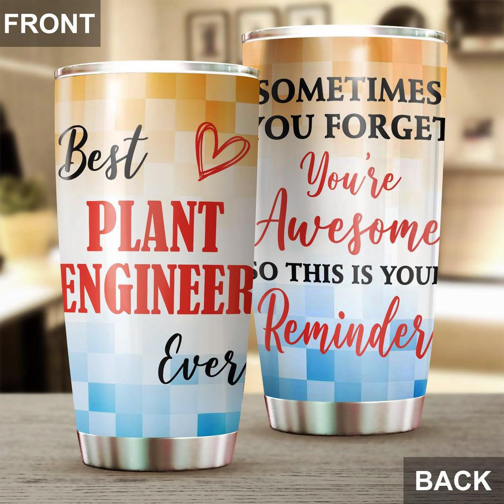 Best Plant Engineer Ever Tumbler Stainless Steel 20oz, Office Gifts Women Men Work Friends Coworker, Driking Coffee