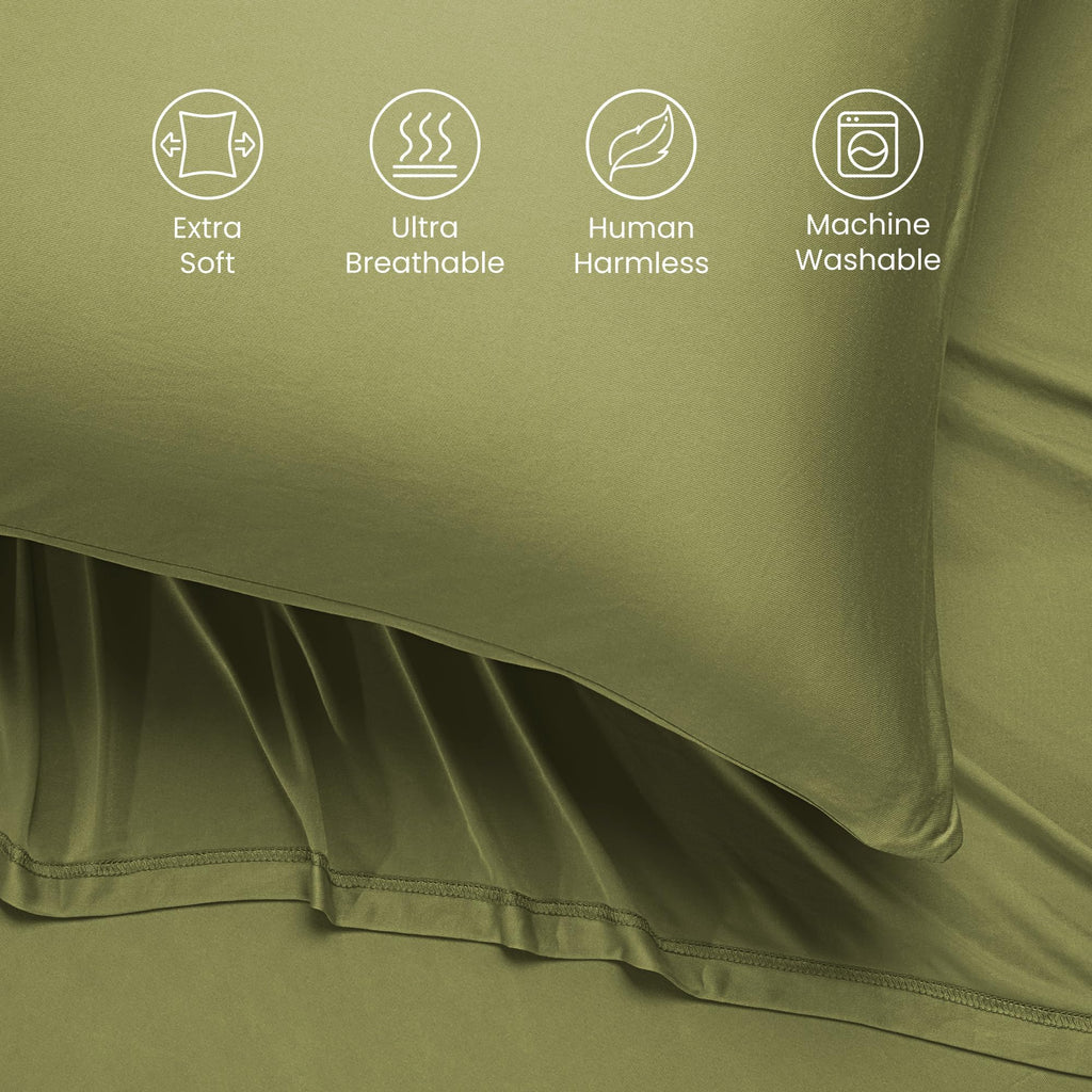 King Sheets Set Jersey Knit, 4 Pieces Soft Cooling Bedding Sheets Fade Resistant Easy Care with Deep Pocket 16''