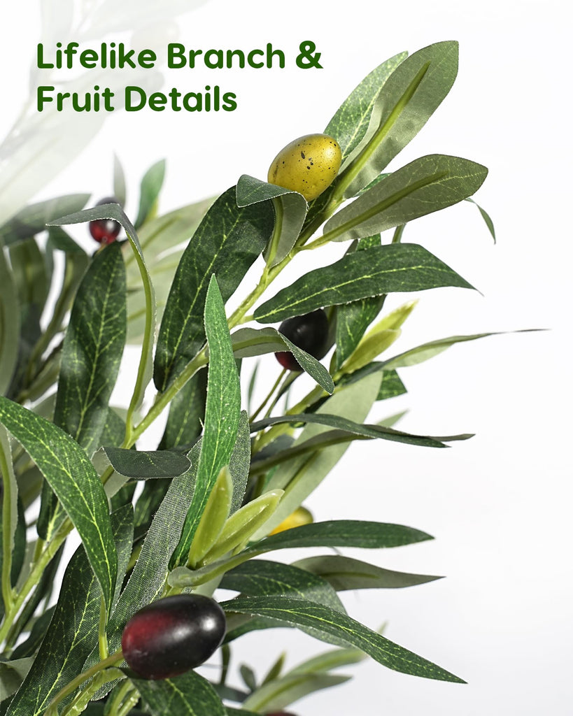 6FT Artificial Olive Tree Plants Indoor in Cotton Rope Basket with Natural Pebbles, Large Tall Faux Plant with