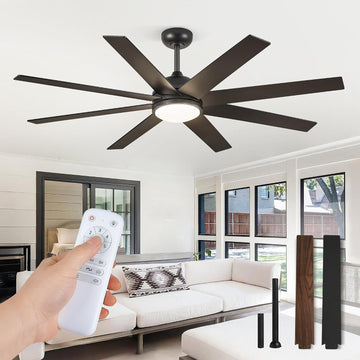 60" Ceiling Fan with LED Light and Remote - Classic Black