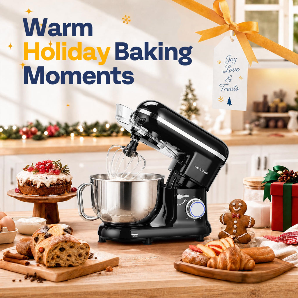 Stand Mixer, 6-Quart Tilt-Head Kitchen Mixer with Bowl, Black