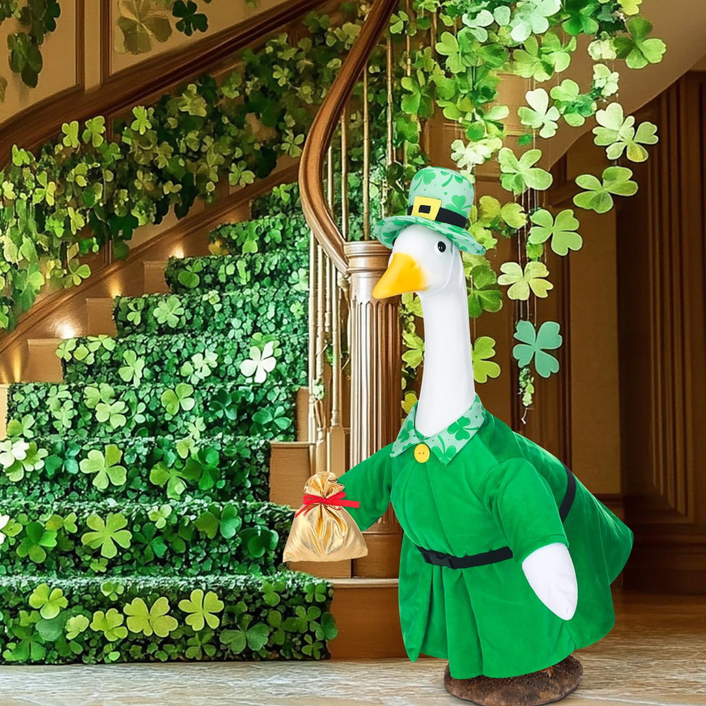 St. Patrick's Day Goose Outfit Porch Goose Clothes for 23" Lawn Outdoor Garden Yard Patio Statue St. Patrick's Day
