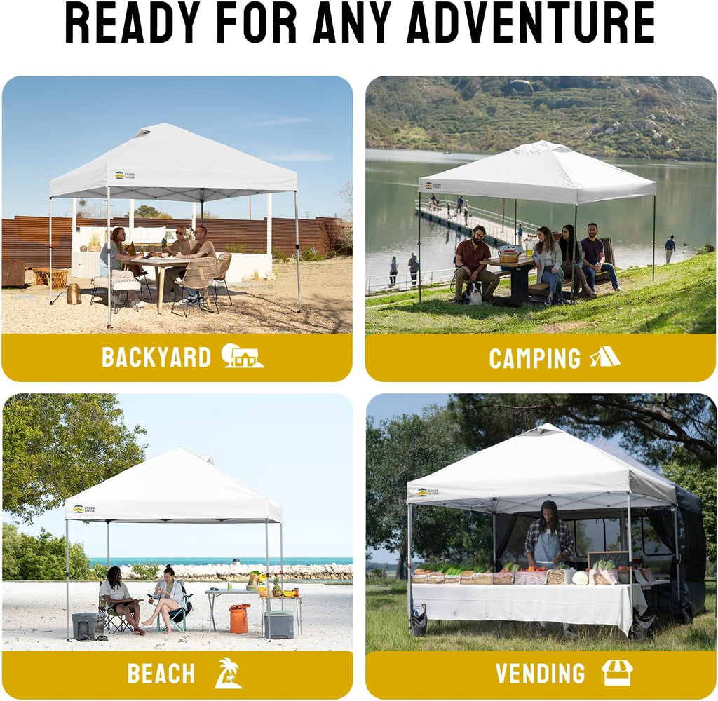 10x10 Pop Up Canopy, Patented CenterLok One Push Tent Canopy, Newly Designed STO-N-GO Storage Bag, 8 Stakes