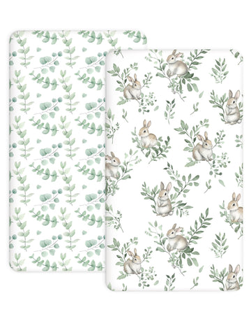 Crib Sheets 2 Pack, 28"x52" Fitted Baby Sheets for Boys & Girls