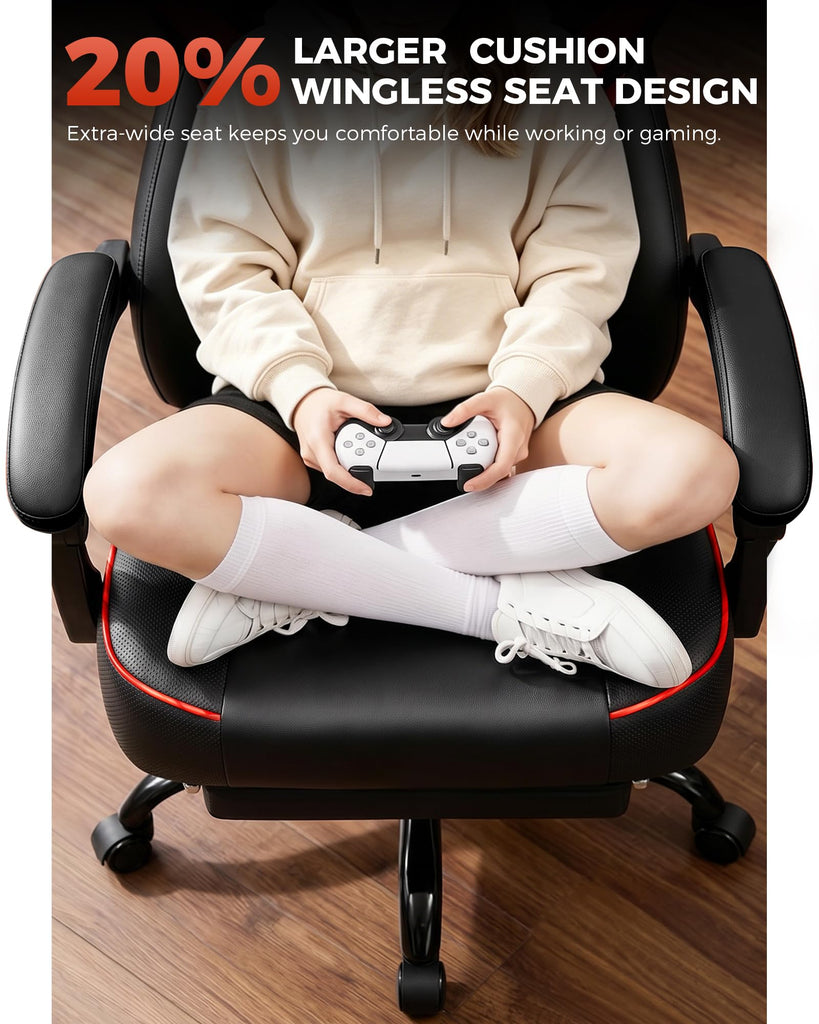 Big and Tall Gaming Chair with Footrest, High Back Ergonomic Office Chair for Adults, Heavy Duty 350 lbs Capacity