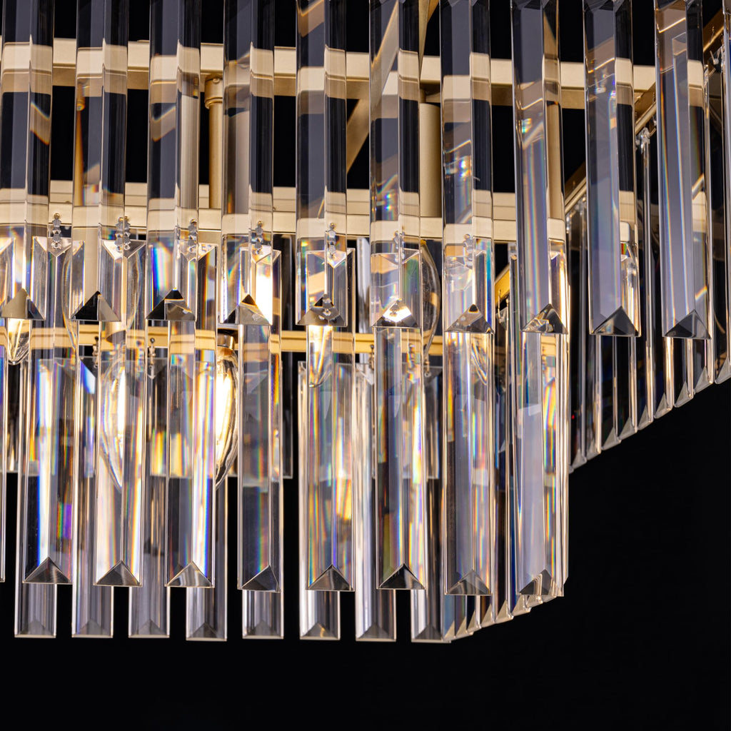 Gold Chandelier 57 inch, 13-Light Modern Rectangular Crystal Chandelier Ceiling Hanging, Linear Chandeliers Light
