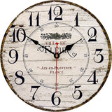 14 Inch Retro Vintage French Country Style Round Wooden Wall Clock Silent Battery Operated Non-Ticking Decorative