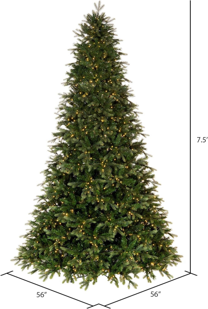 7.5' x 56" Douglas Fir Artificial Pre-Lit Christmas Tree, Warm White 3mm Low Voltage LED Wide Angle Lights - Lifelike