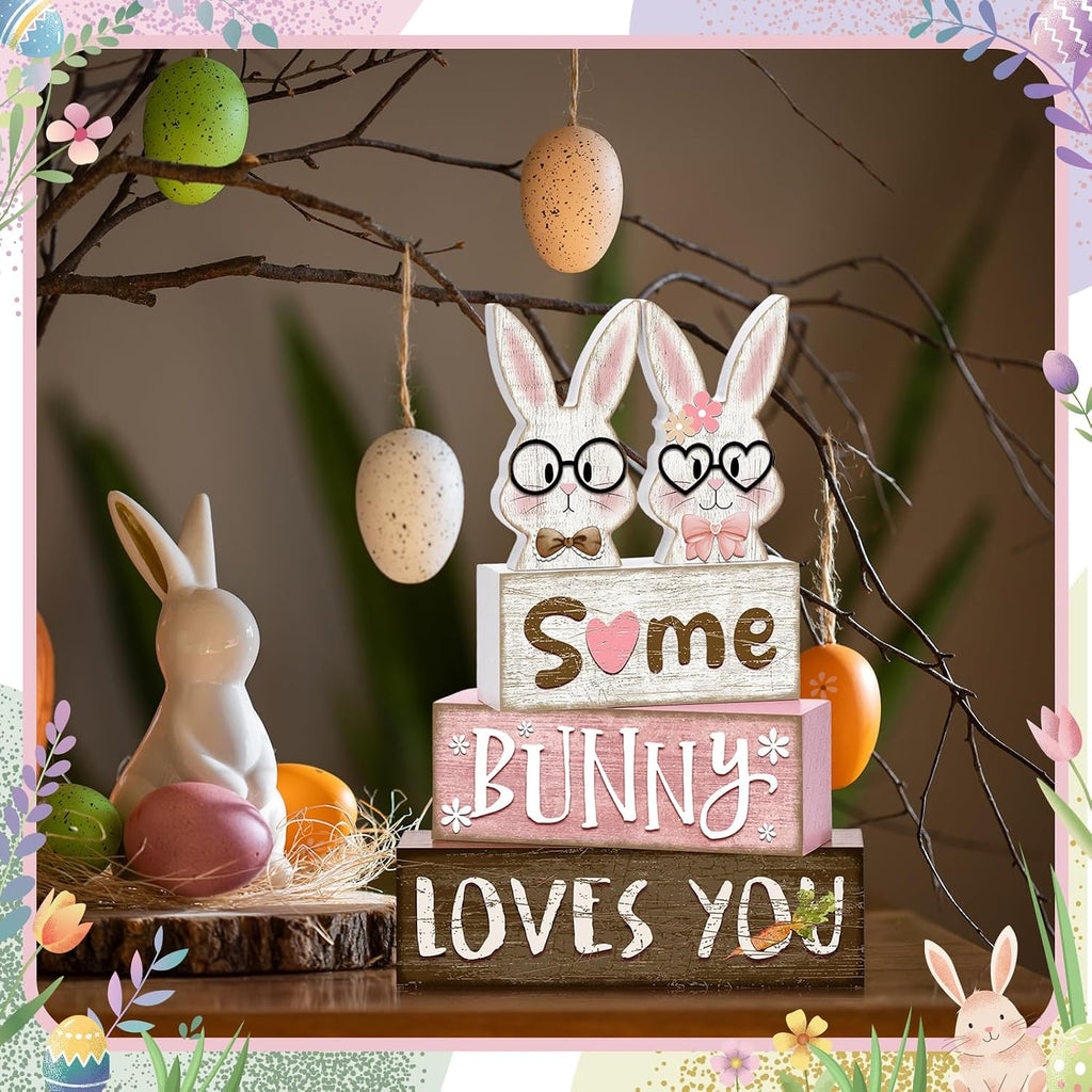 Tiered Tray Decor Set, , Wooden Table Sign, Easter Bunny - Set of 4
