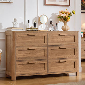 Farmhouse 6 Drawer Dresser, Brown